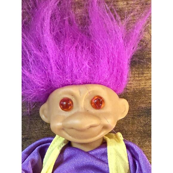 VTG 90s 9.5'' TROLL DRUMMER DOLL PINK HAIR w/ CLOTHES WIND UP ACTION WORKS - Picture 4 of 7